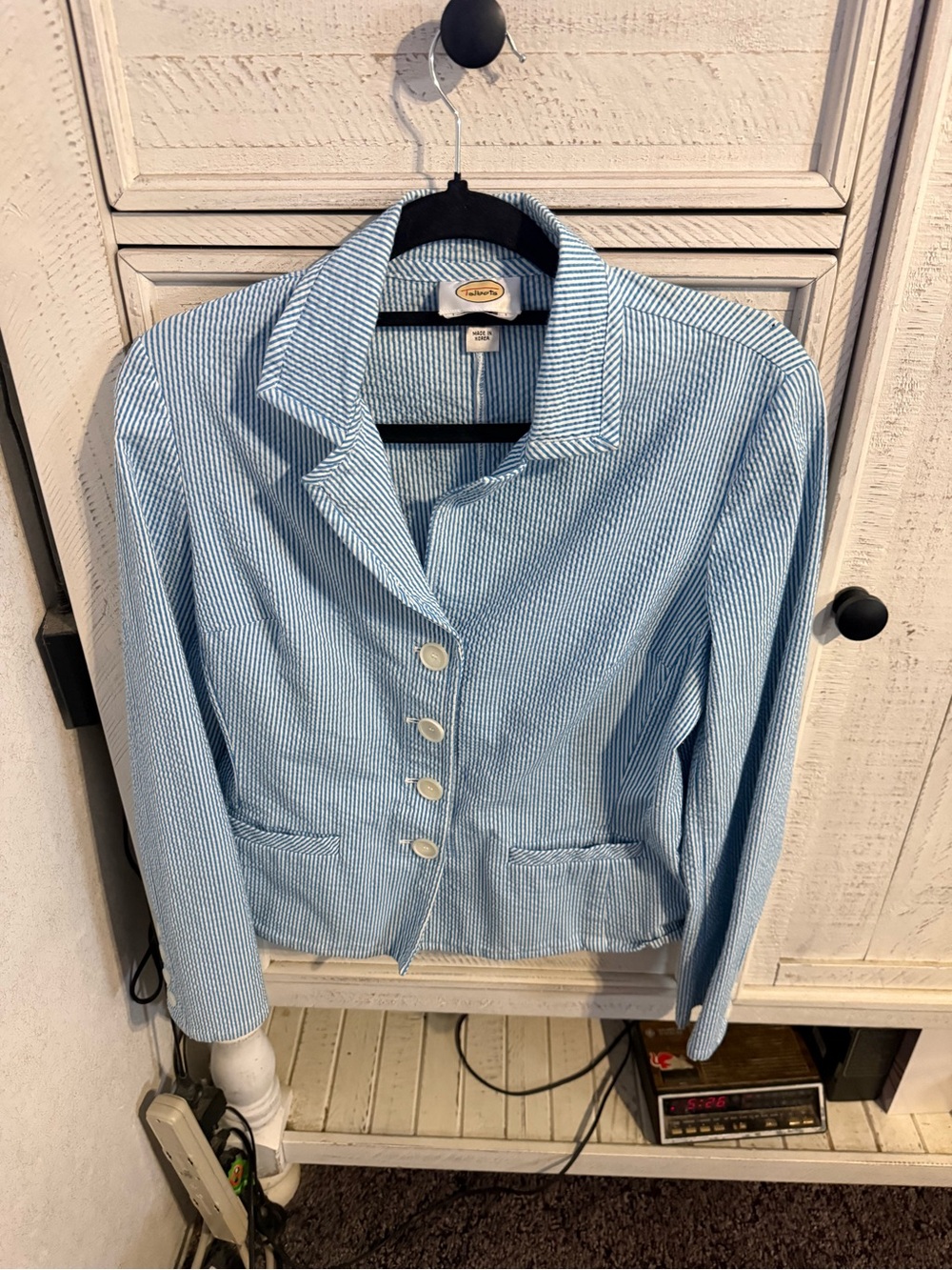Talbots Light Blue & White Pinstriped Blazer